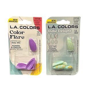 2x L.A. COLORS Artificial Nails 12ct Each Glue Not Included
